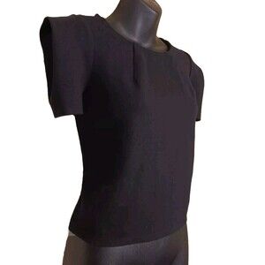 Philosophy Republic Clothing Women's Fluttered Top Crop Round Neck Black Size M